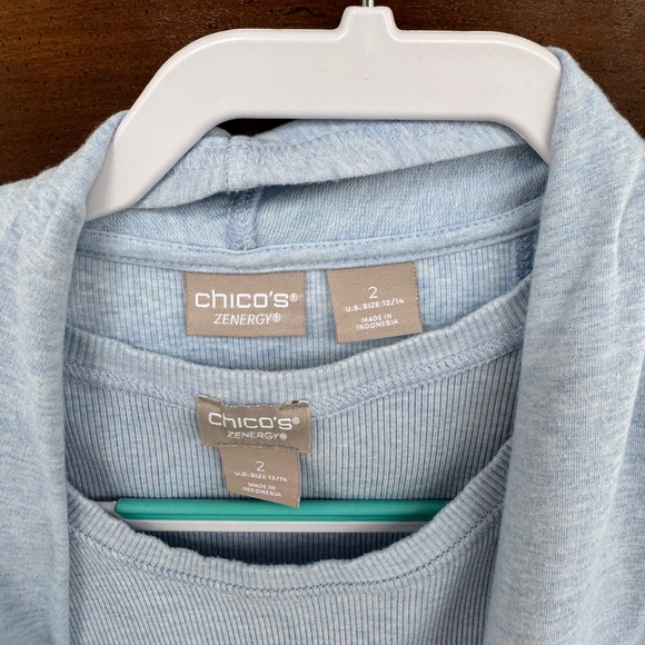 Chicos Zynergy Blue Top Size 2 US 12/14 - Picture 3 of 6